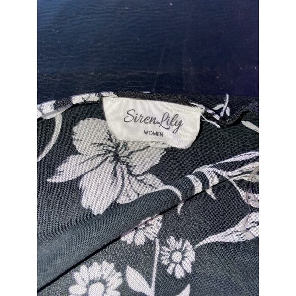 SIREN LILY Black & White FLORAL DESIGN 3/4 SLEEVE TOP SIZE 2X RN# 149444 Poly - Picture 3 of 8